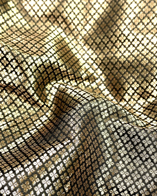 Black Pure Banarasi Saree with Intricate Diamond Weave