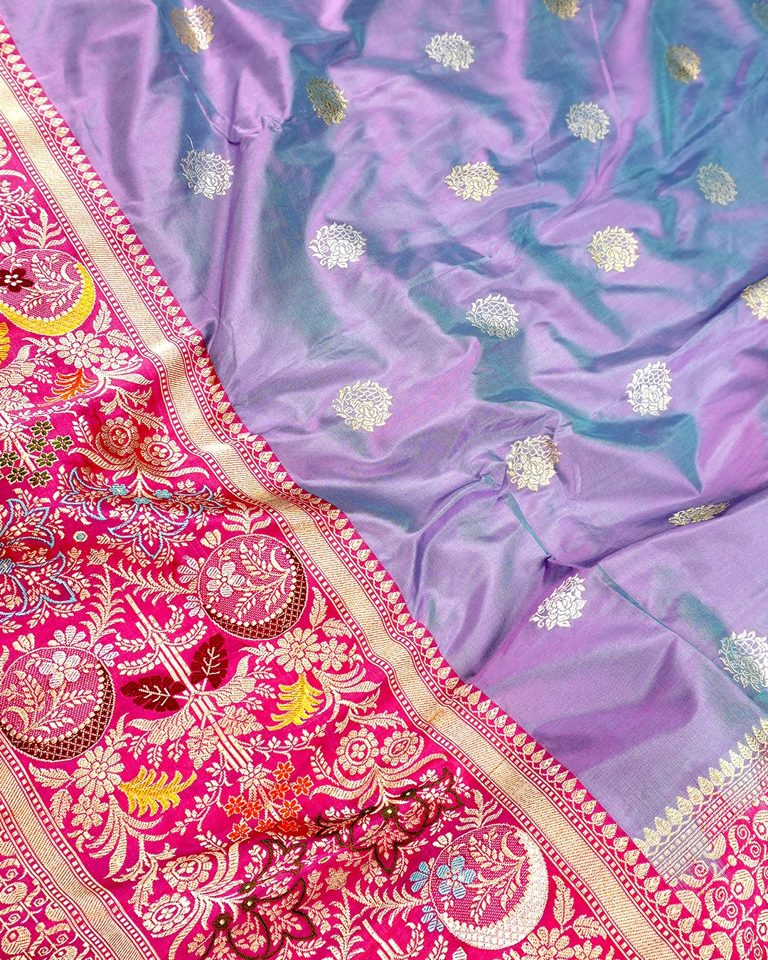 Kadwa Pure Handwoven Katan Banarasi Silk Saree - Lilac Purple