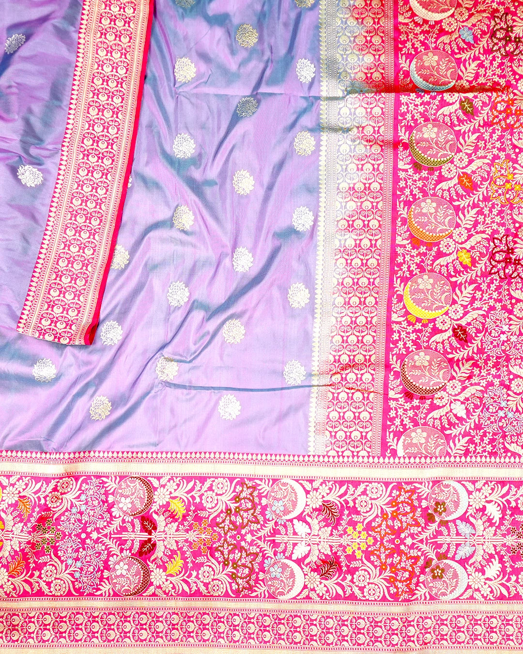 Kadwa Pure Handwoven Katan Banarasi Silk Saree - Lilac Purple