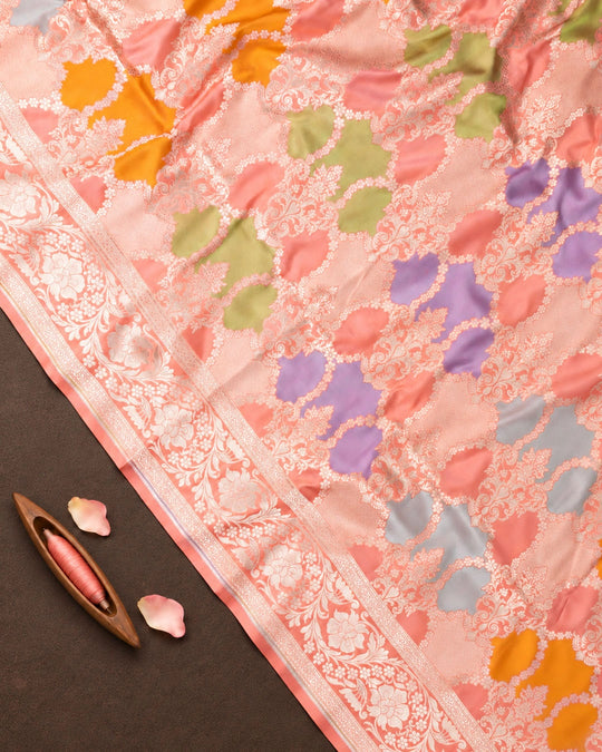 Pastel Rangkat Pure Katan Saree with Butta Weaves