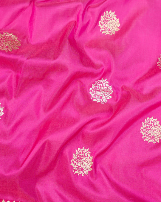 Kadwa Pure Handwoven Katan Banarasi Silk Saree - Rani Pink