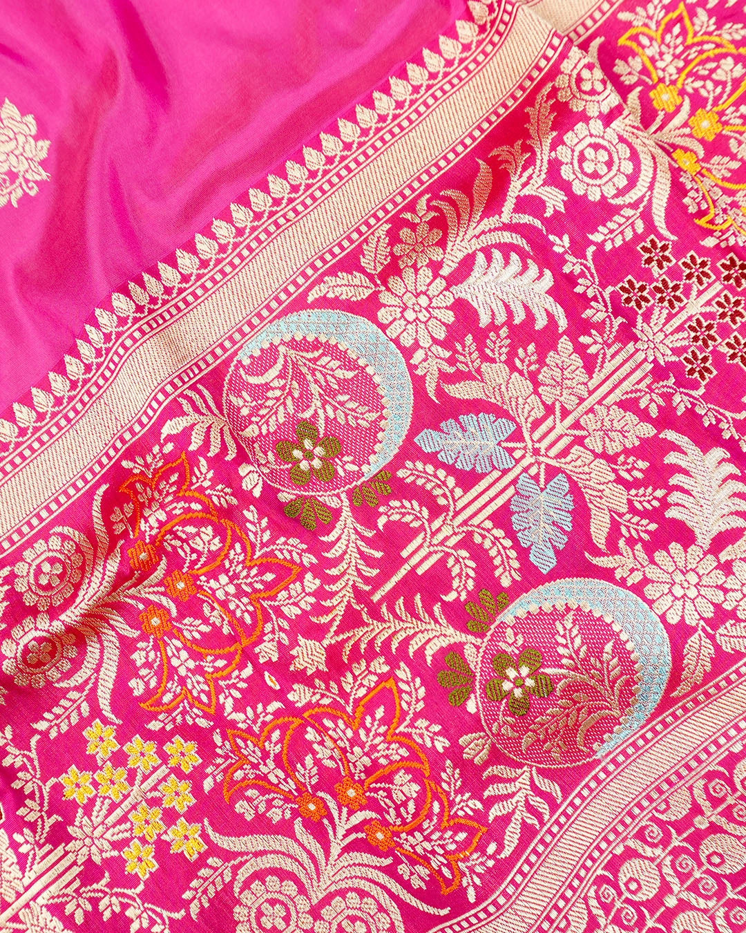 Kadwa Pure Handwoven Katan Banarasi Silk Saree - Rani Pink