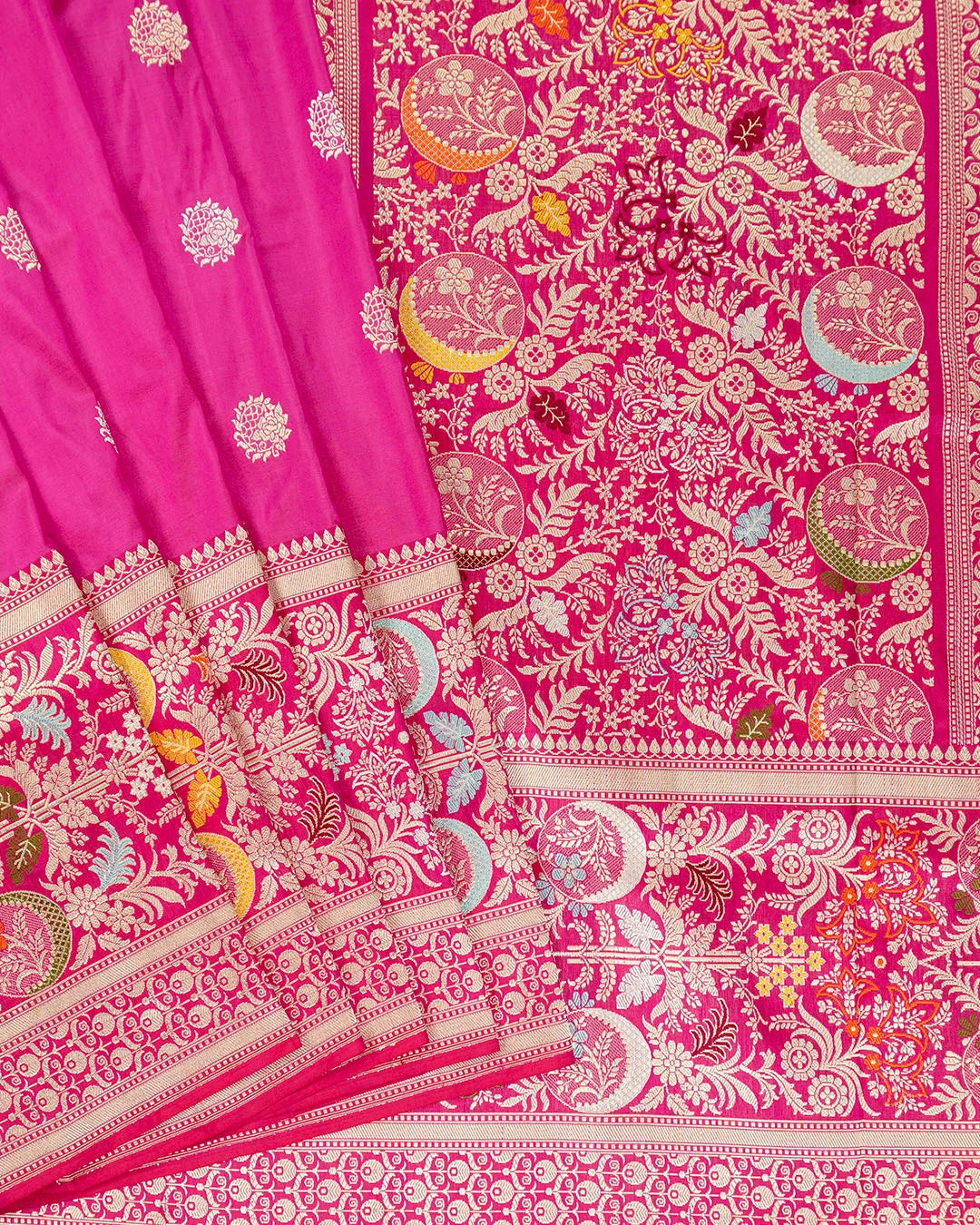 Kadwa Pure Handwoven Katan Banarasi Silk Saree - Rani Pink