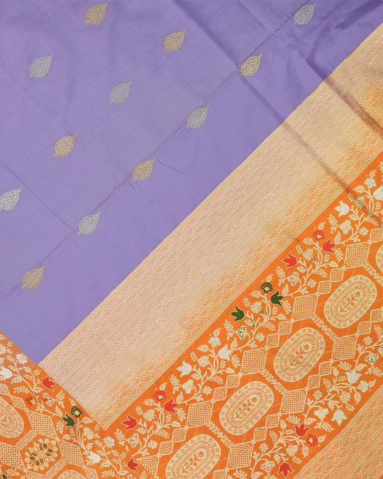 Kadwa Pure Handwoven Katan Banarasi Silk Saree - Lilac Lavender
