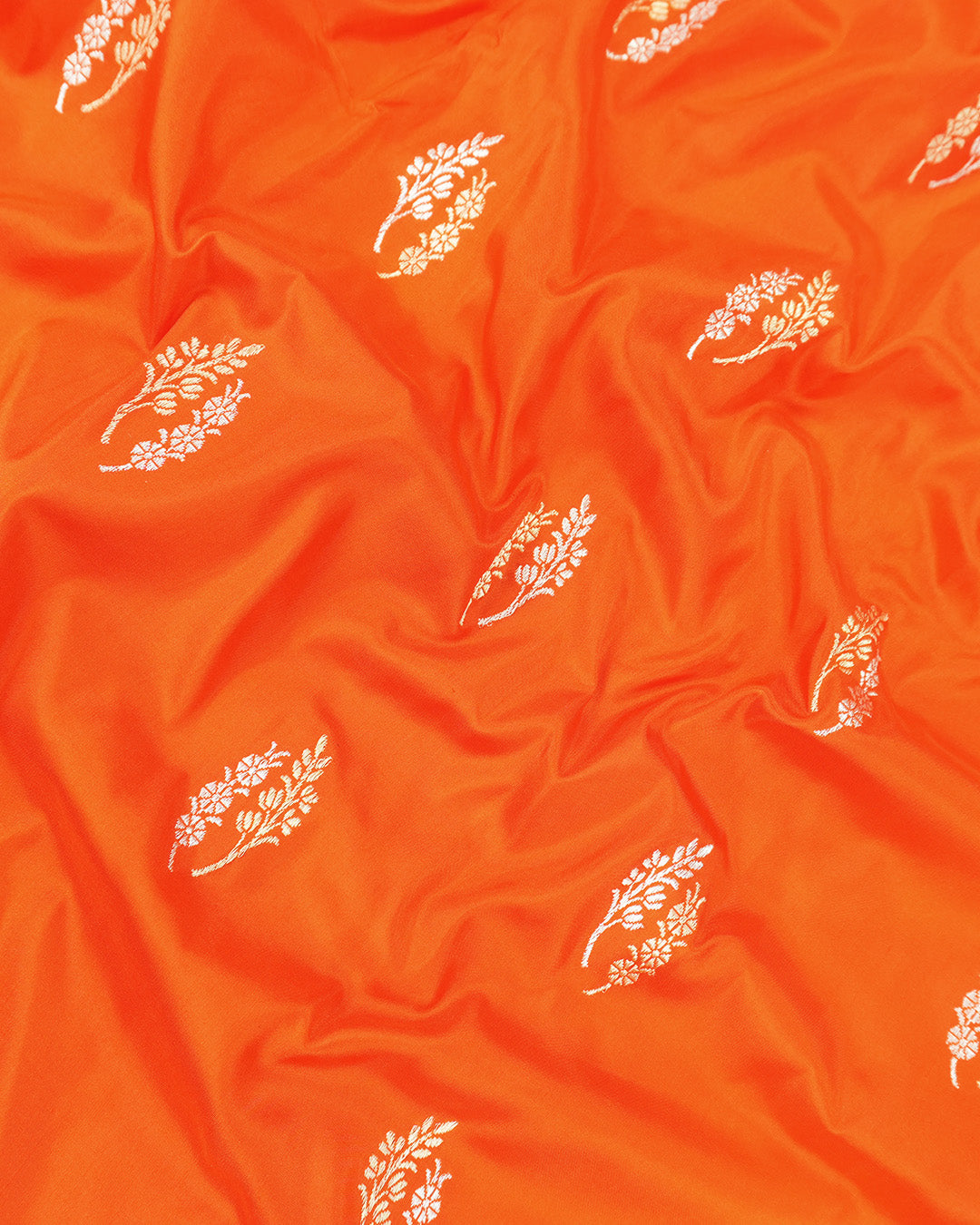 Kadwa Pure Handwoven Katan Banarasi Silk Saree - Orange