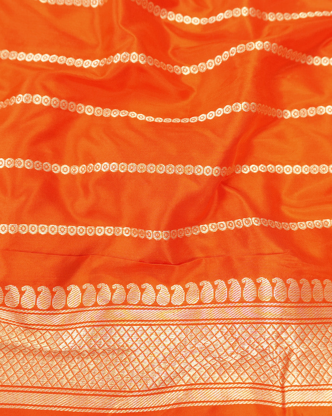 Kadwa Pure Handwoven Katan Banarasi Silk Saree - Orange