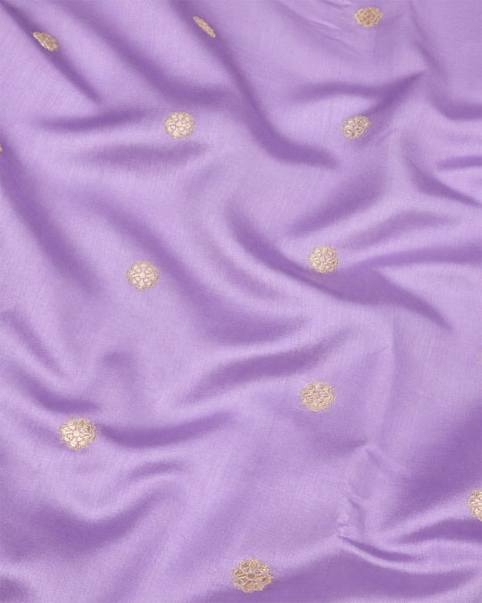 Lavender Pure Banarasi Saree with Delicate Floral Butis and Broad Jaal Border