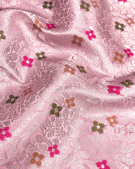 Blush Pastel Rangkat Pure Banarasi Saree with Meenakari Jaal Weave