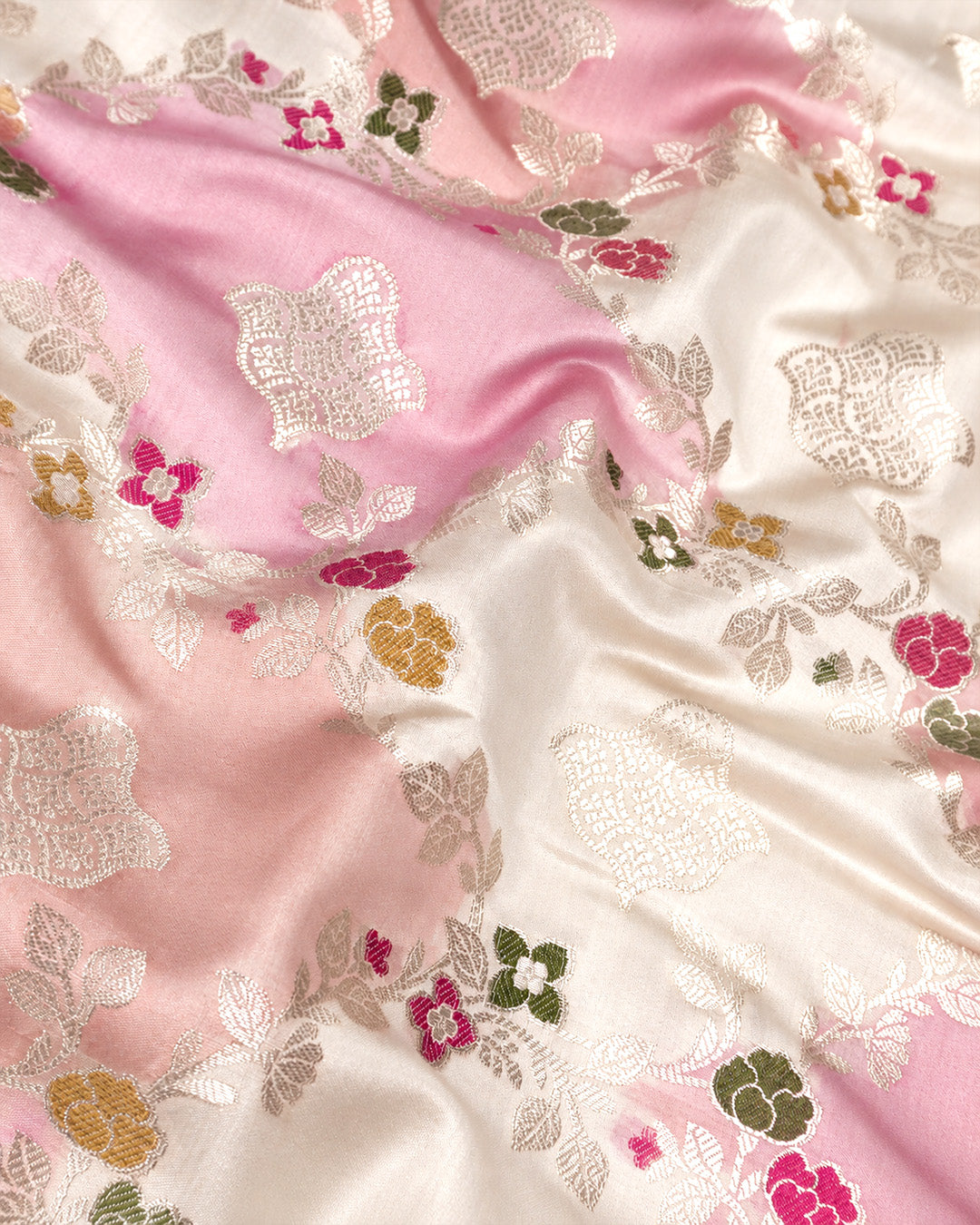 Blush Pastel Rangkat Pure Banarasi Saree with Meenakari Jaal Weave