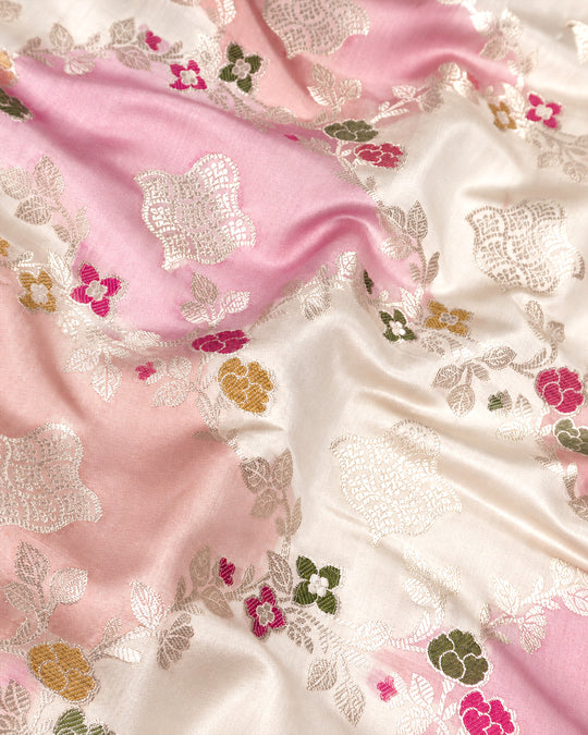 Blush Pastel Rangkat Pure Banarasi Saree with Meenakari Jaal Weave