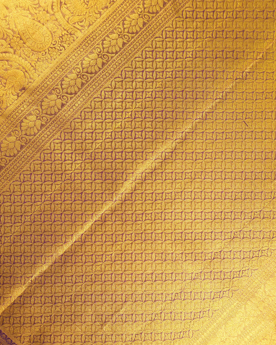 Yellow Pure Kanjivaram Saree with Floral Weaving