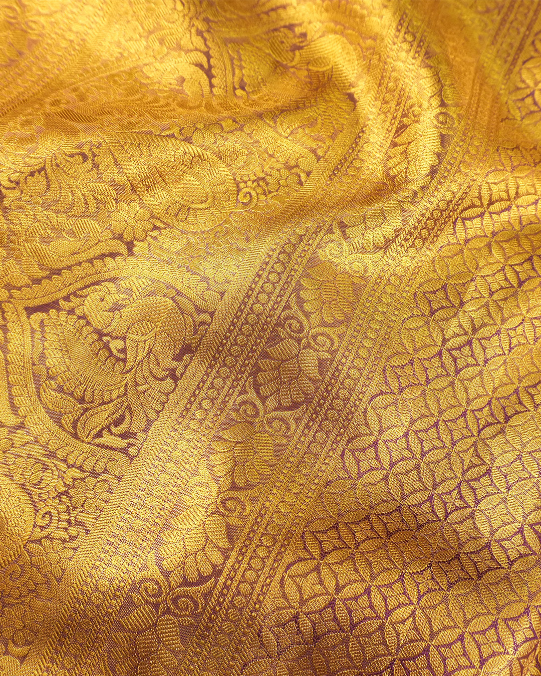 Yellow Pure Kanjivaram Saree with Floral Weaving