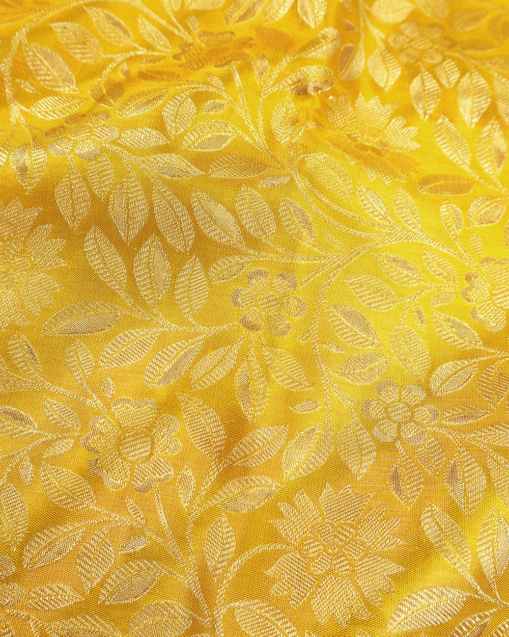Yellow Pure Kanjivaram Saree with Floral Weaving