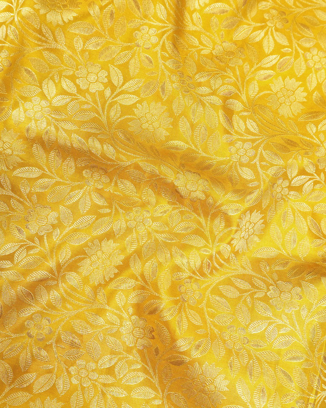 Yellow Pure Kanjivaram Saree with Floral Weaving
