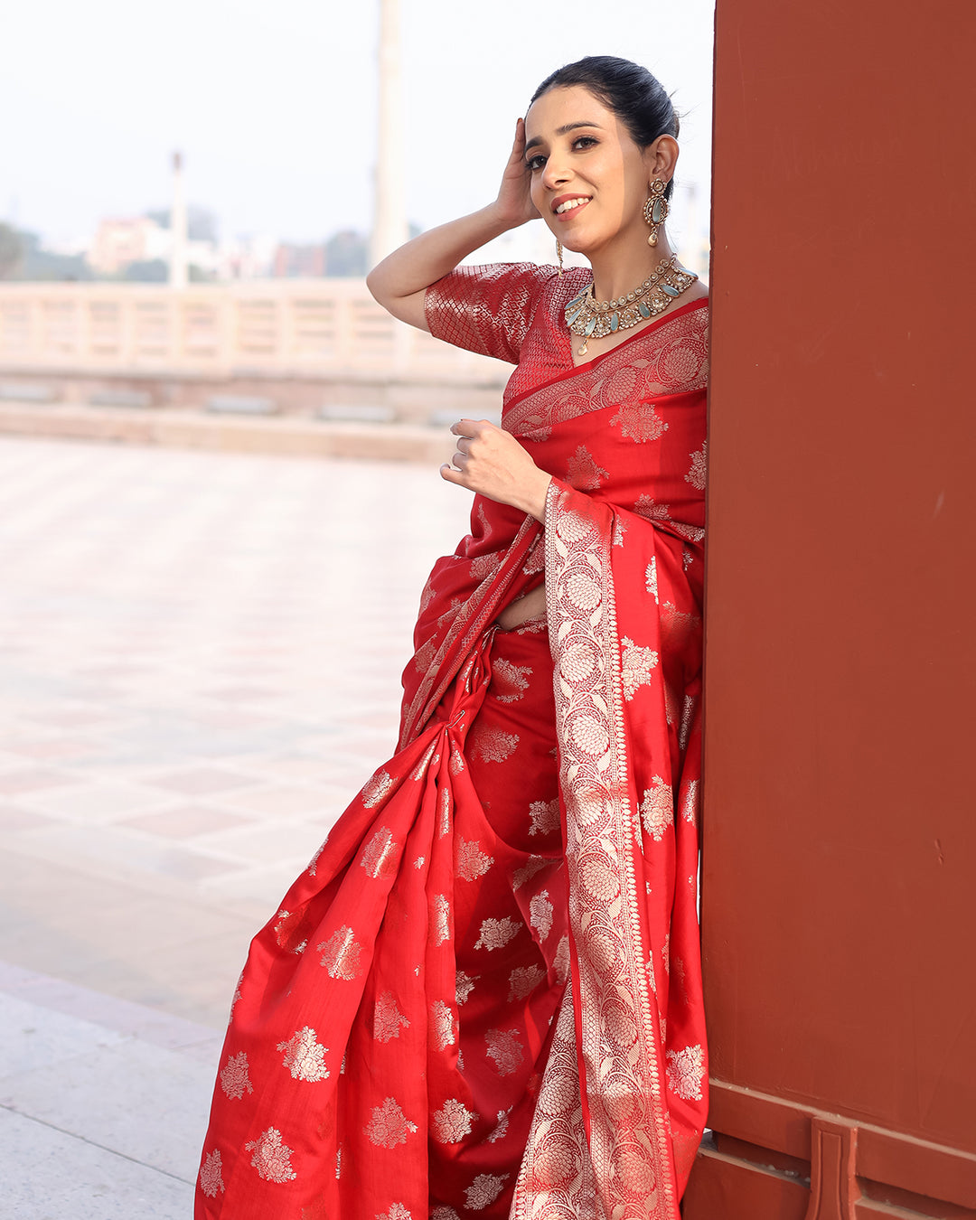 Regal Red Pure Banarasi Silk Saree with Stunning Zari Weaving