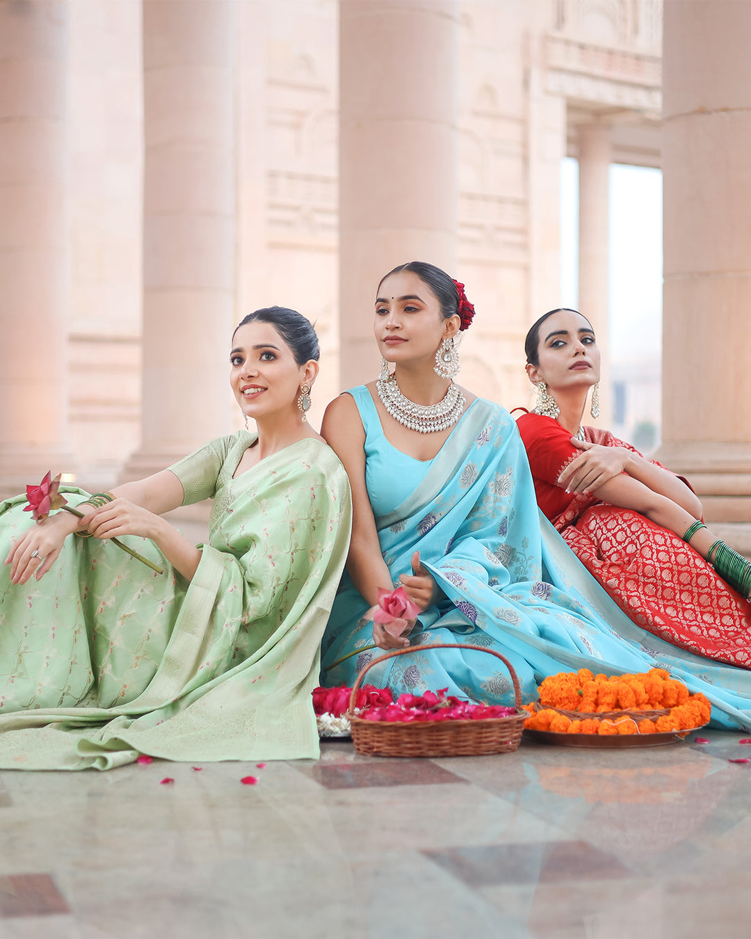 Heavenly Sea Blue Pure Banarasi Silk Saree with Elegant Zari Craftsmanship and Handwoven Floral Accents