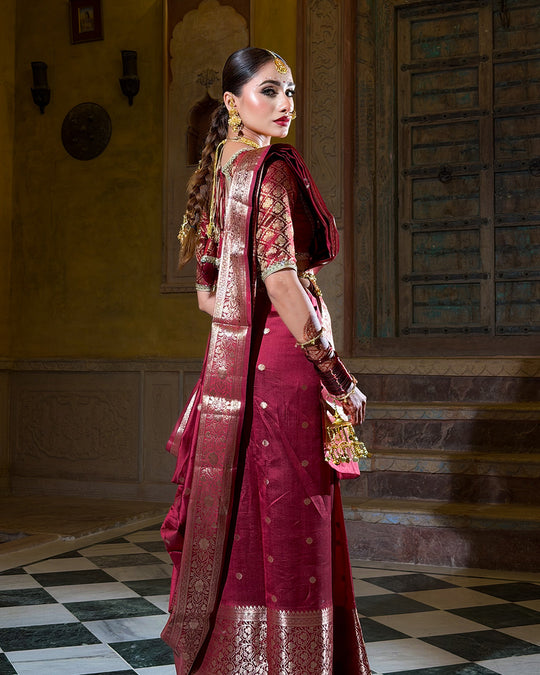 Deep Maroon - Rich Pure Banarasi