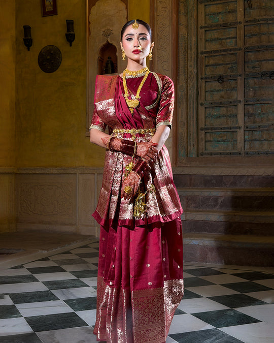 Deep Maroon - Rich Pure Banarasi