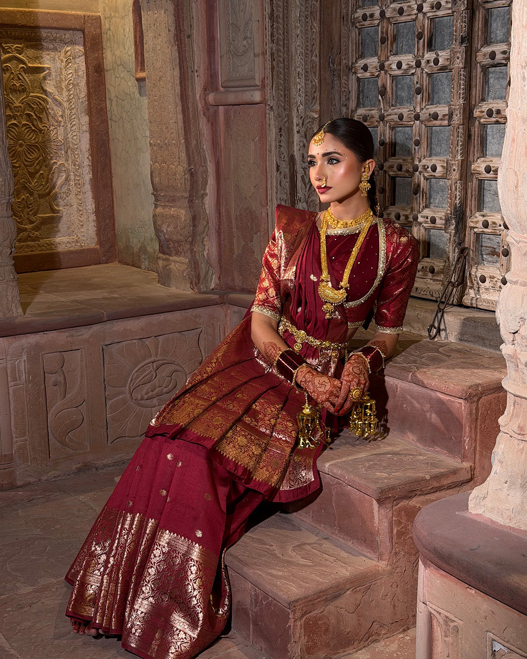 Deep Maroon - Rich Pure Banarasi