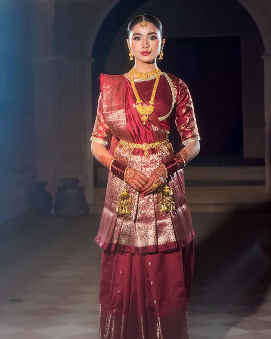 Deep Maroon - Rich Pure Banarasi