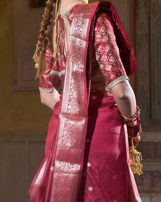 Deep Maroon - Rich Pure Banarasi