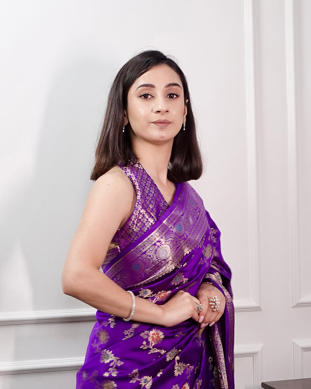 Majestic Royal Purple Banarasi Saree with Gold Zari Artistry