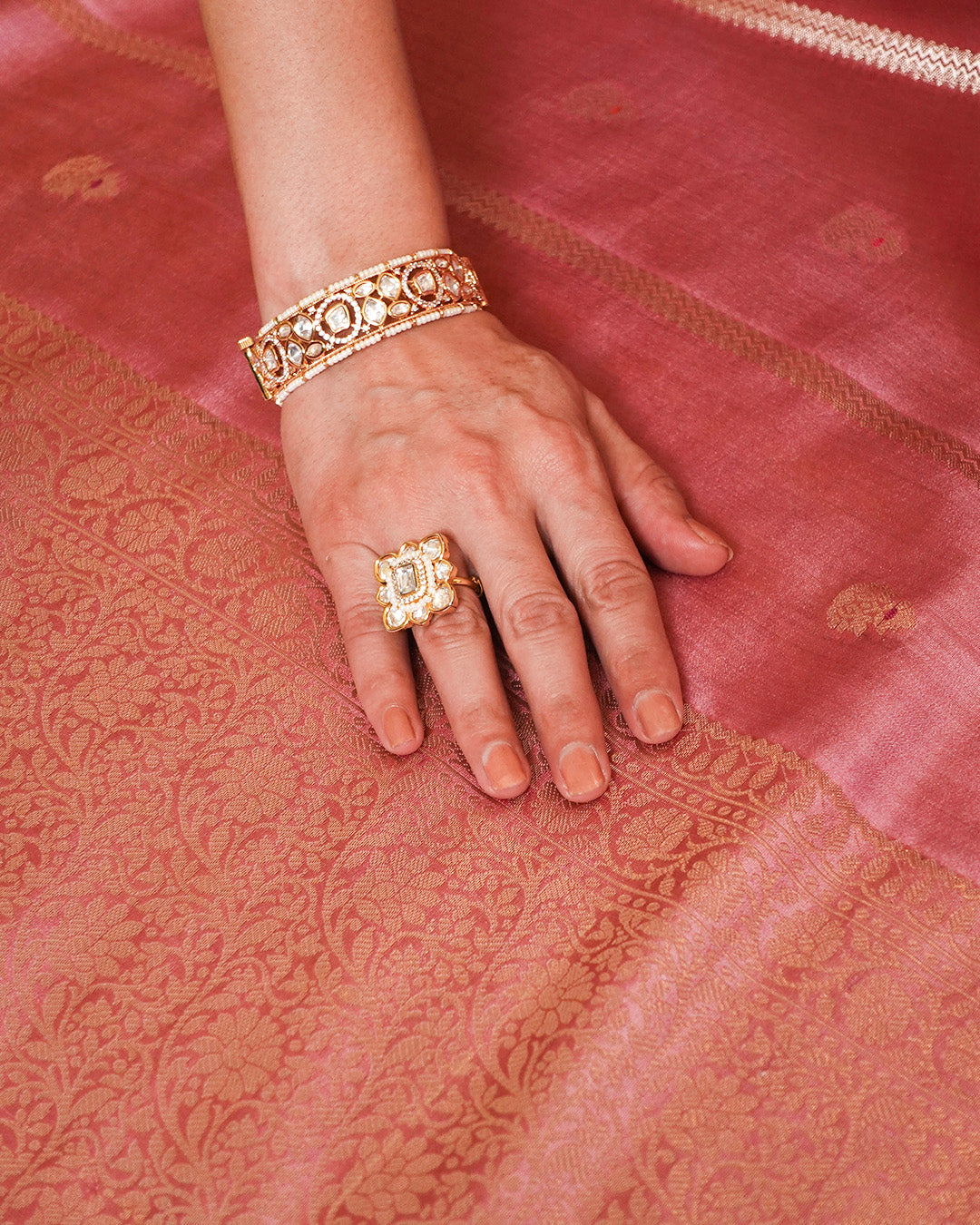 Pink Pure Banarasi Saree with Delicate Butidar Motifs and Graceful Border