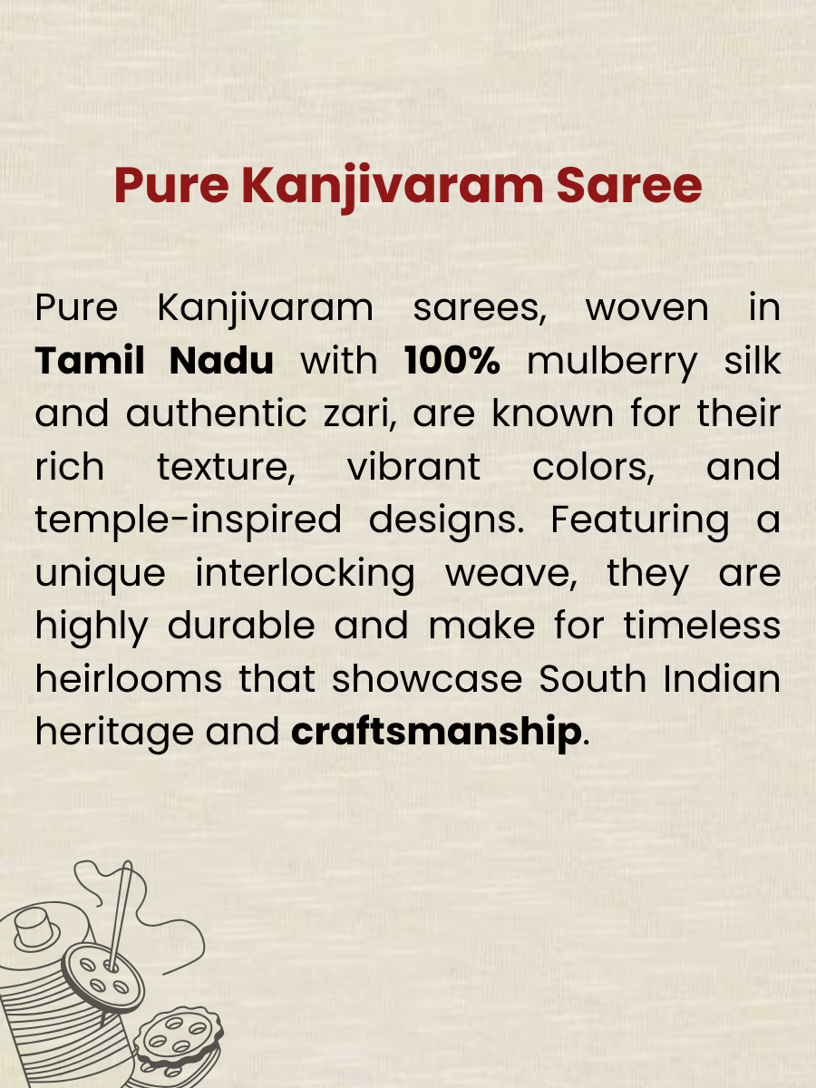 Deep Plum Pure Kanjivaram Saree with Vintage Zari and Boota Weave