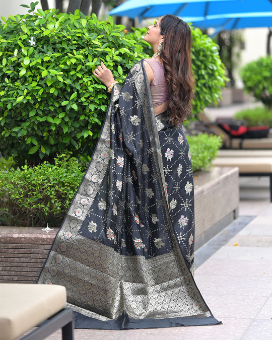 Black Meenakari Banarasi Silk Saree