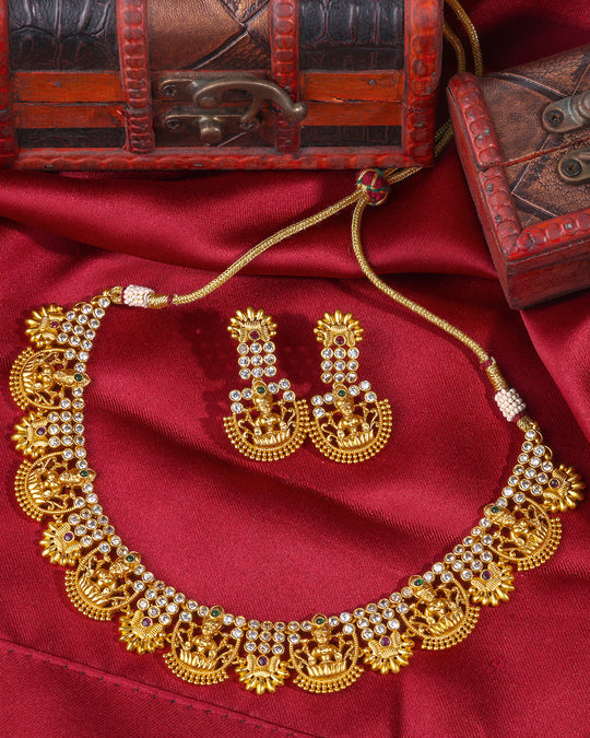 Antique Temple AD Studded Necklace Set