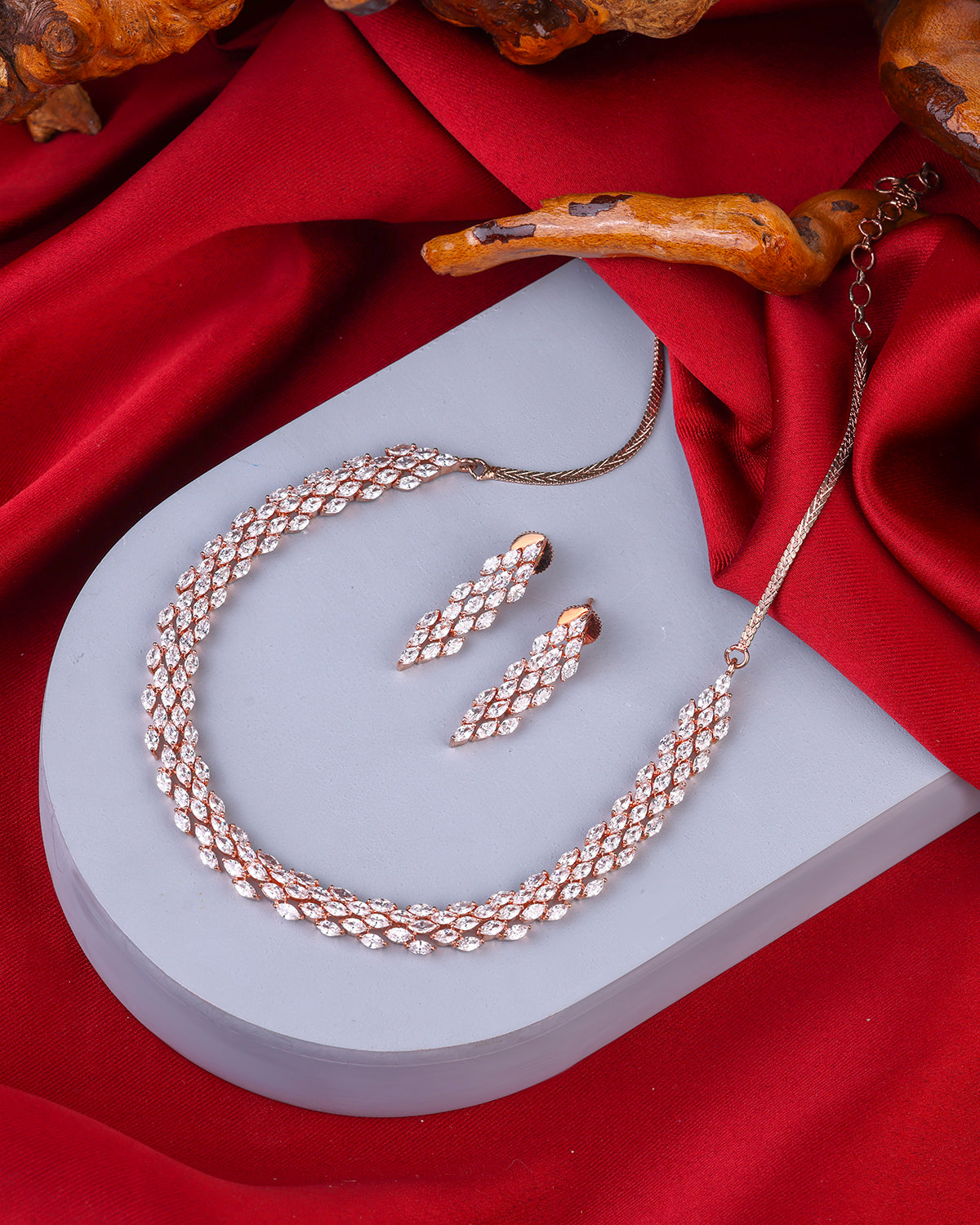 Priyaasi Studded Circles American Diamond Rose Gold-Plated Jewellery S