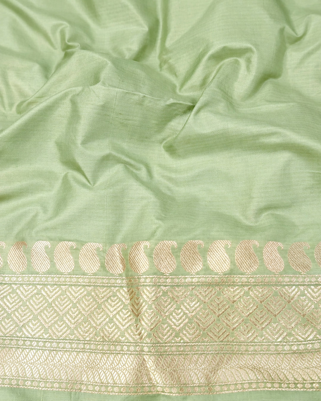 Sage Mint Pure Katan Saree with Floral Butta Weave
