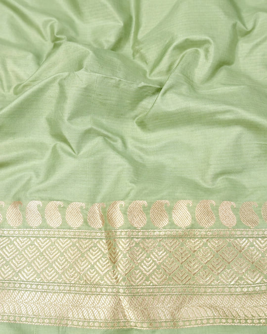 Sage Mint Pure Katan Saree with Floral Butta Weave