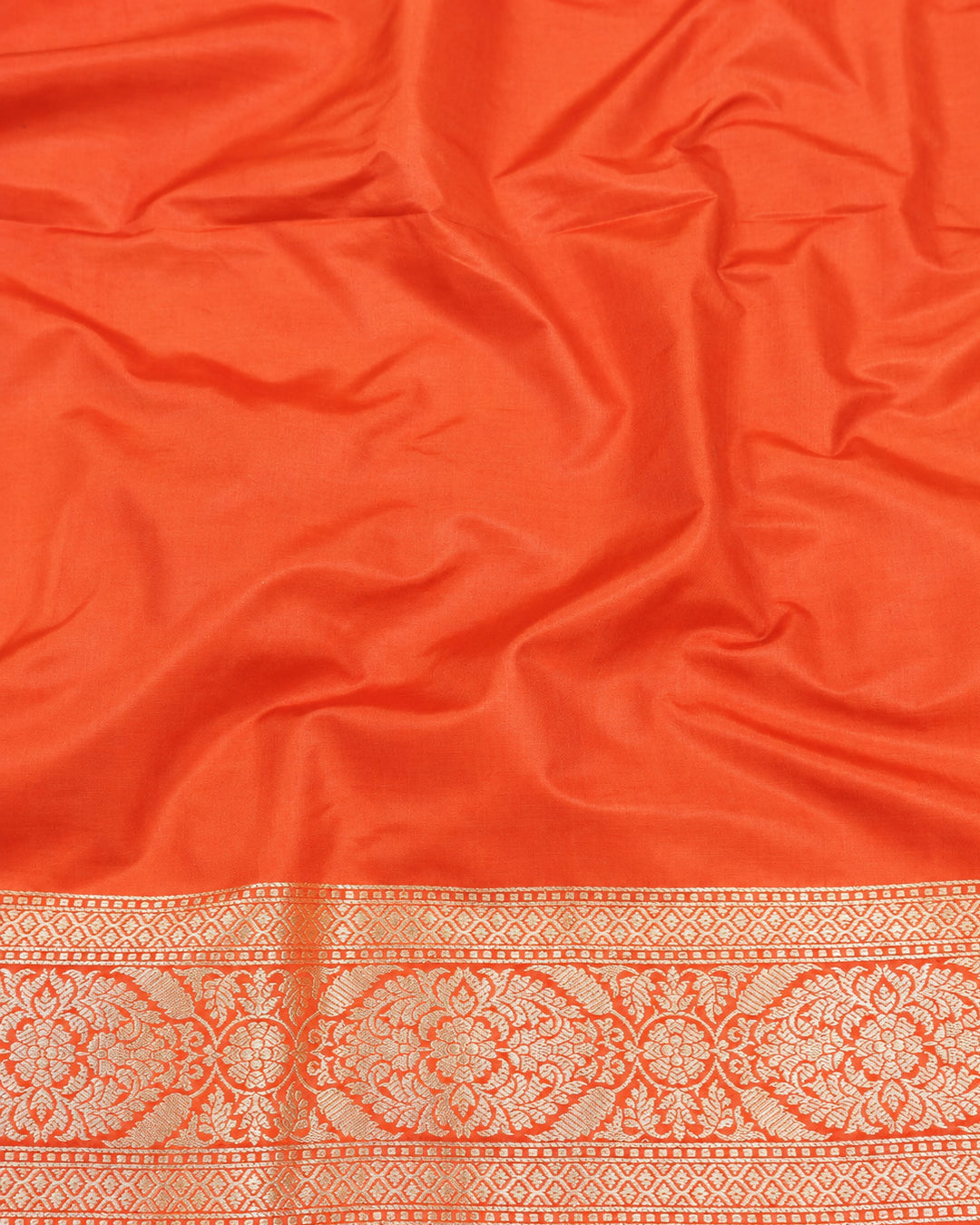 Coral Pure Katan Saree with Floral Jaal Weaves