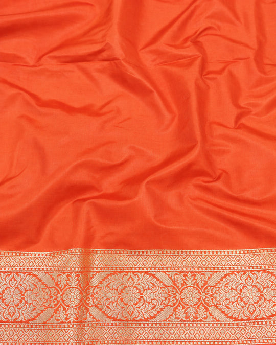 Coral Pure Katan Saree with Floral Jaal Weaves