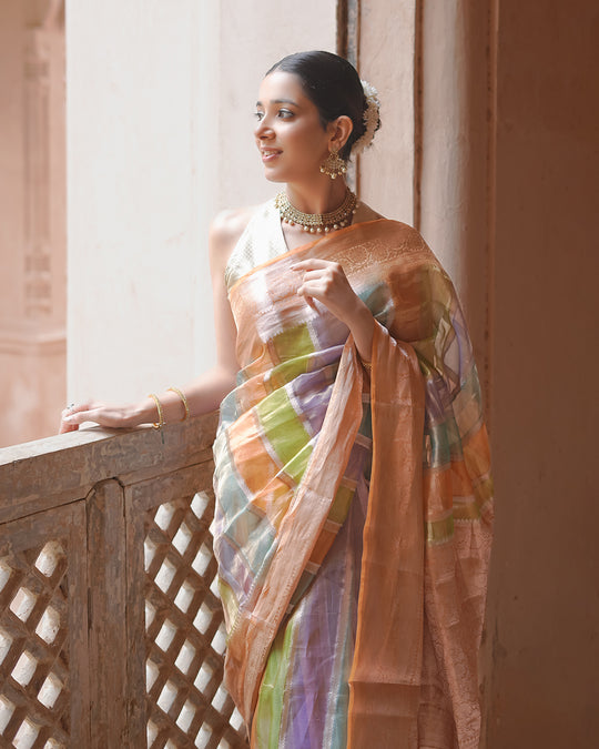 Rangkat Noor – Iridescent Tissue Silk Saree
