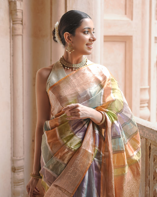 Rangkat Noor – Iridescent Tissue Silk Saree