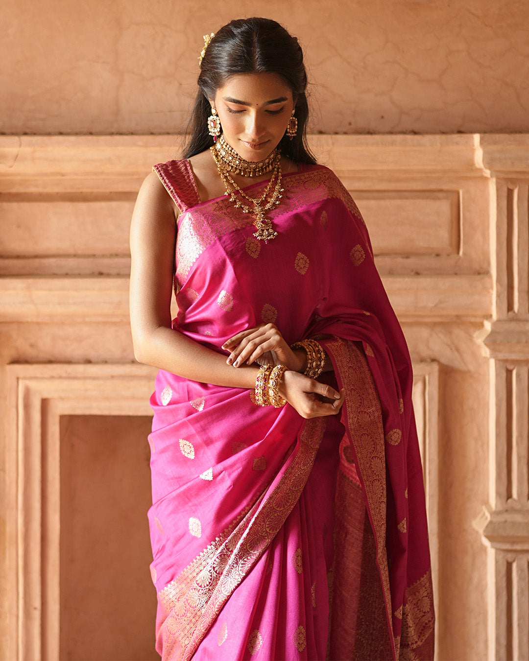 Bright Rani Pink Rani Pink Pure Banarasi – katansi