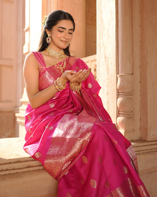 Rani Pink Pure Banarasi