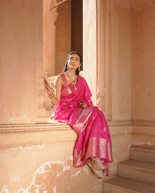 Rani Pink Pure Banarasi