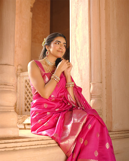 Rani Pink Pure Banarasi