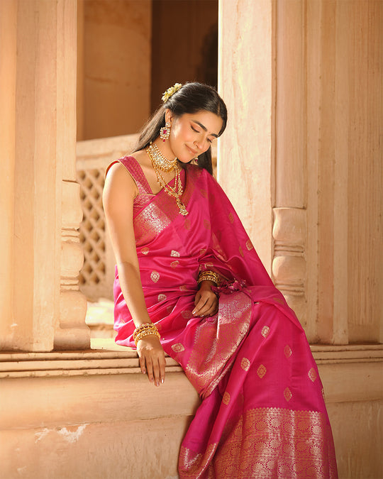 Rani Pink Pure Banarasi