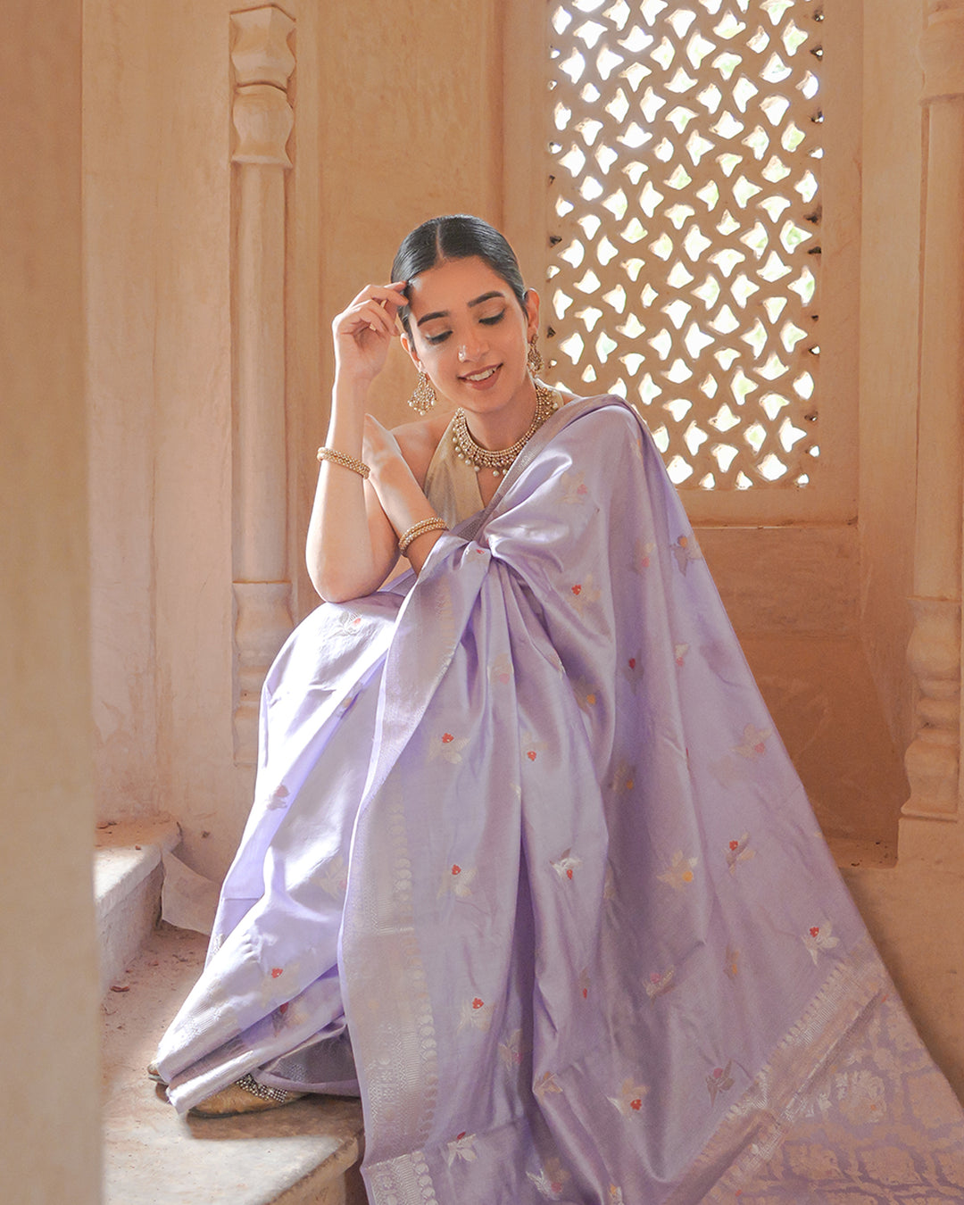 Lavender Bloom – The Meenakari Banarasi