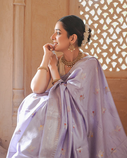 Lavender Bloom – The Meenakari Banarasi