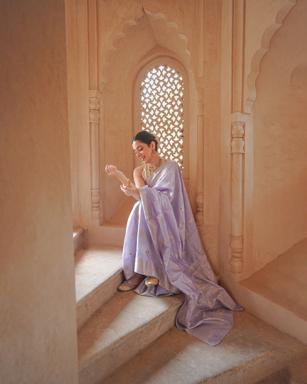 Lavender Bloom – The Meenakari Banarasi