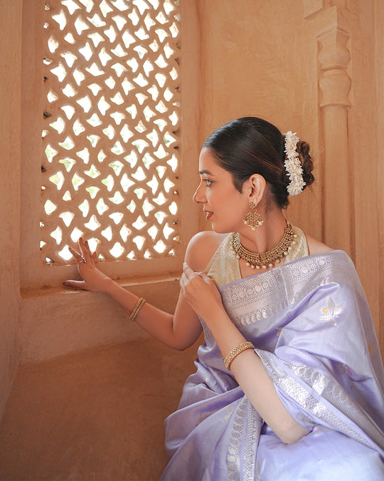 Lavender Bloom – The Meenakari Banarasi