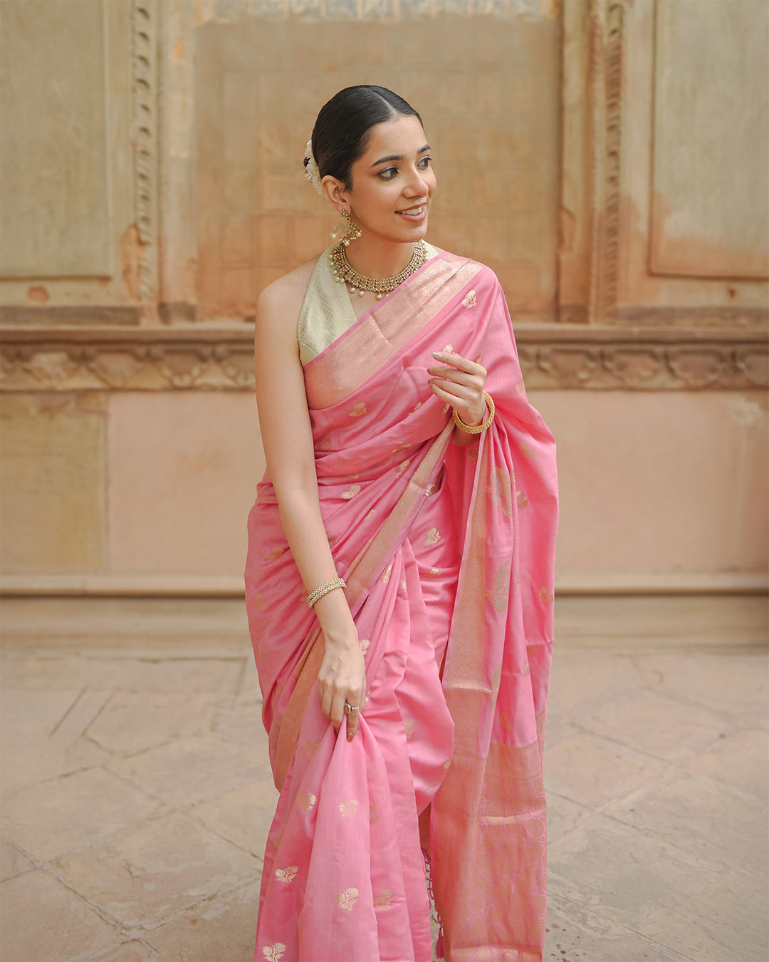Gulbahar Pink Banarasi Saree