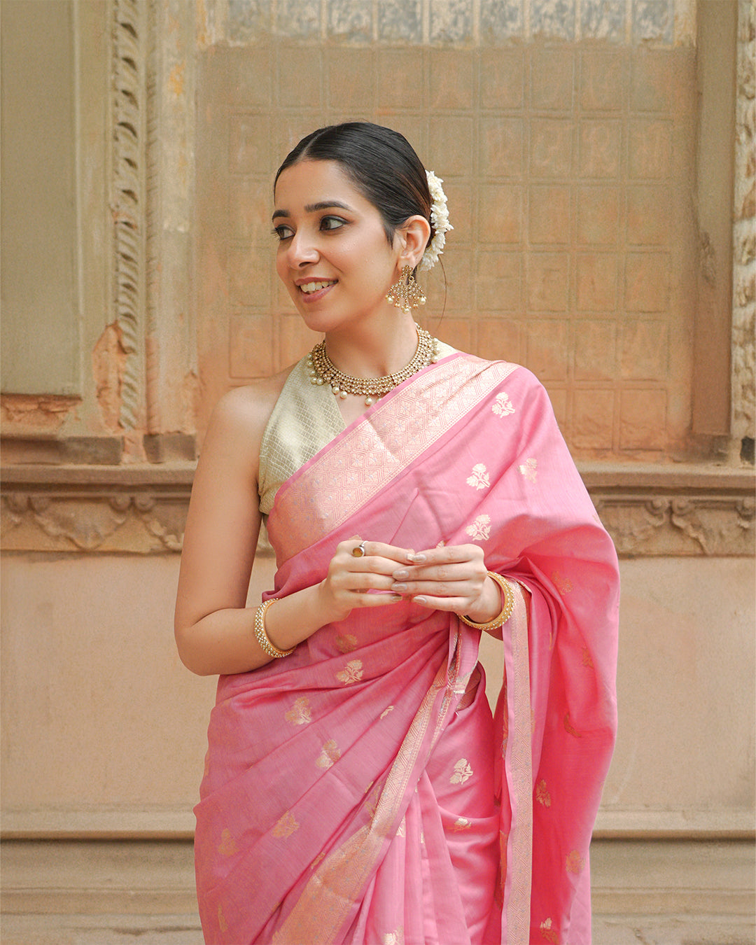 Gulbahar Pink Banarasi Saree