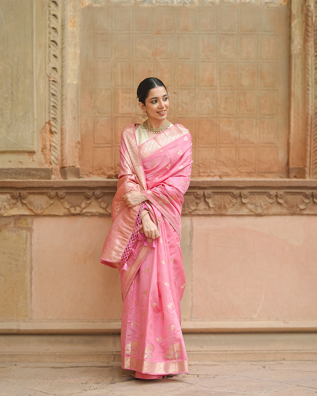 Gulbahar Pink Banarasi Saree