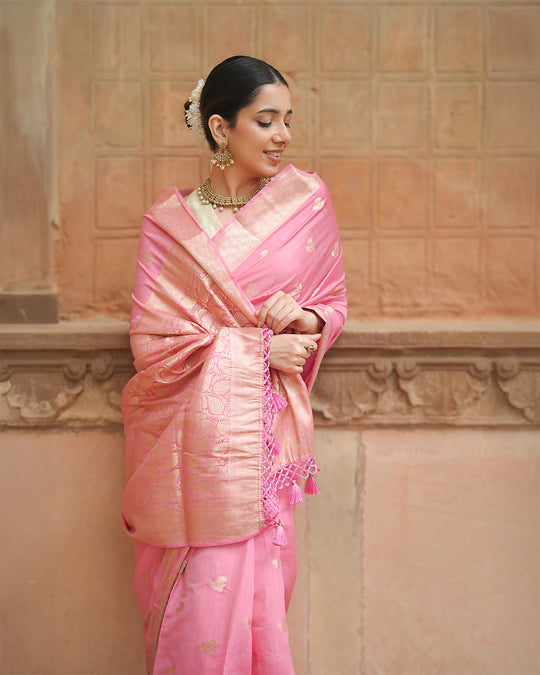 Gulbahar Pink Banarasi Saree